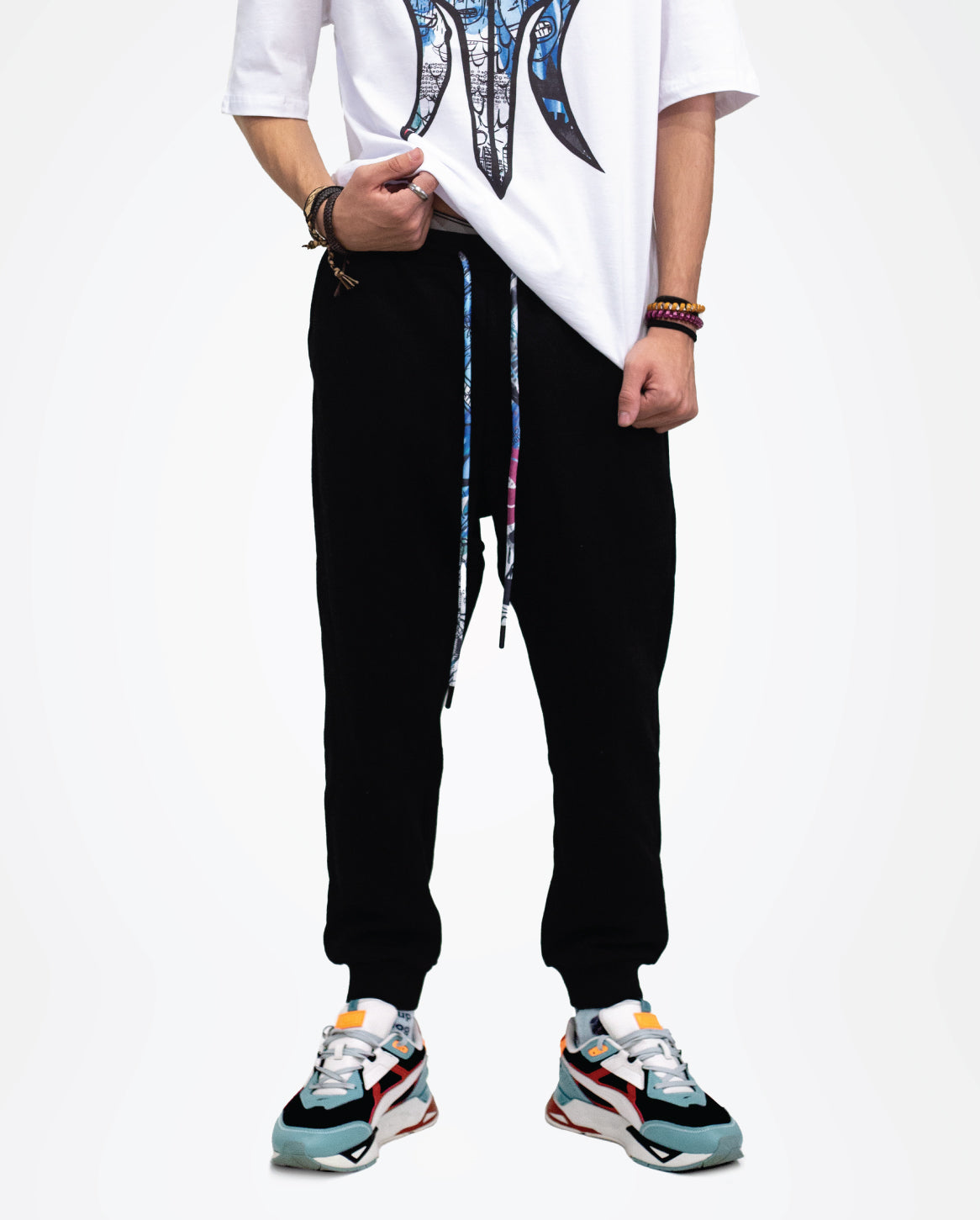 Black graffiti joggers hot sale