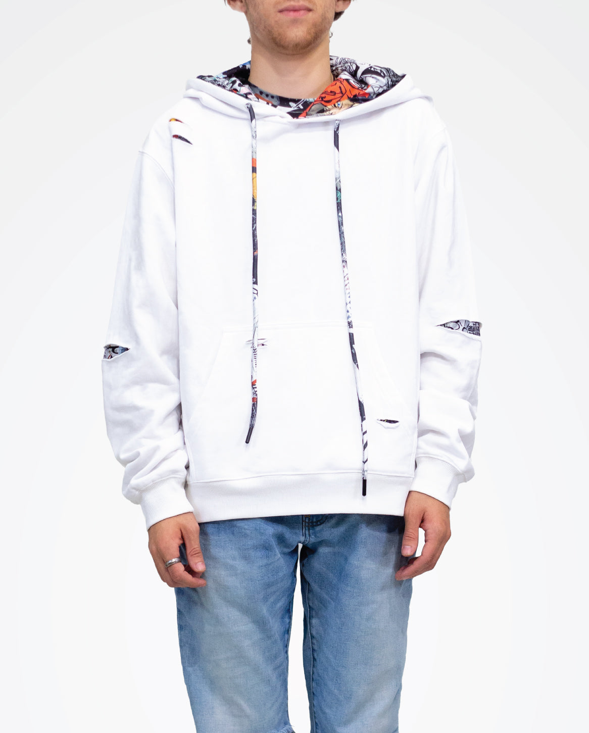 White shop ripped hoodie